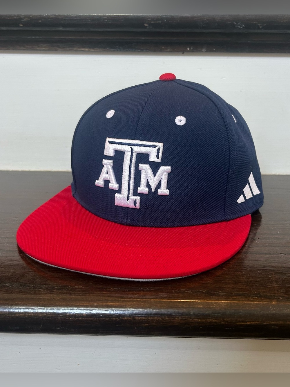 Adidas Texas A&M Hat Blue Red Fitted 6 7/8 Aggies NCAA Flat Brim Cap Vintage USA